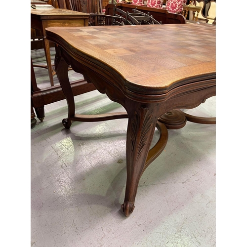 367 - French Louis XV style drawer leaf dining table, approx 76cm H x 160cm W (closed) x 100cm D