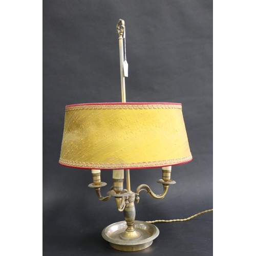 499 - French three light briolette lamp with shade, unknown working condition, European wiring, approx 61c... 