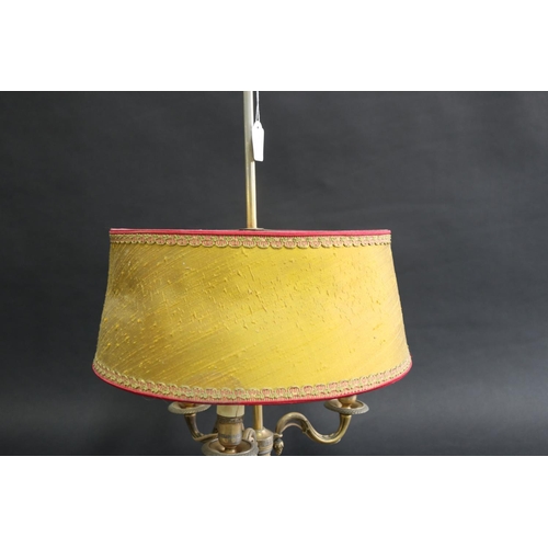 499 - French three light briolette lamp with shade, unknown working condition, European wiring, approx 61c... 