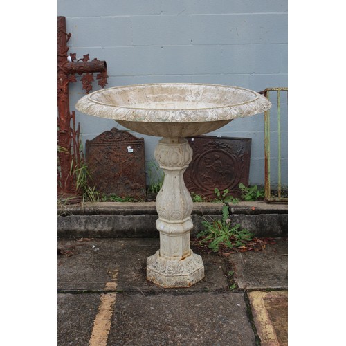 267 - French cast iron pedestal birdbath, painted white finish, approx 97cm H x 94cm Dia