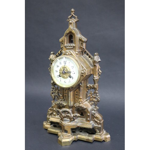 97 - French Renaissance revival mantle clock, no key and no pendulum, unknown working condition, approx 4... 