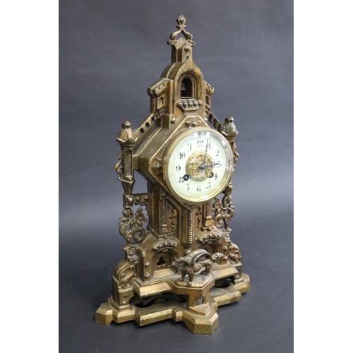97 - French Renaissance revival mantle clock, no key and no pendulum, unknown working condition, approx 4... 