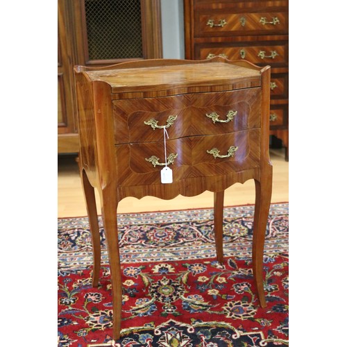 515 - Vintage French two drawer nightstand, approx 72cm H