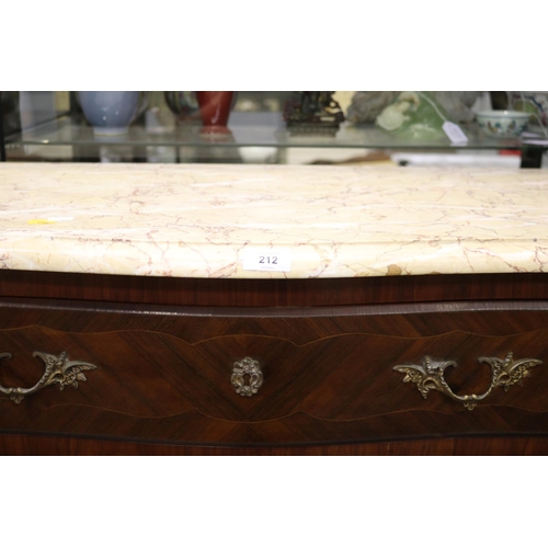 212 - Antique French Louis XV style secretaire / writing desk with marble top, faux drawers to revealing f... 