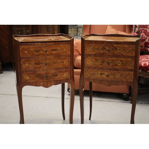 274 - Pair of French Louis XV style nightstands, each approx 74cm H x 39cm W x 31cm D (2)