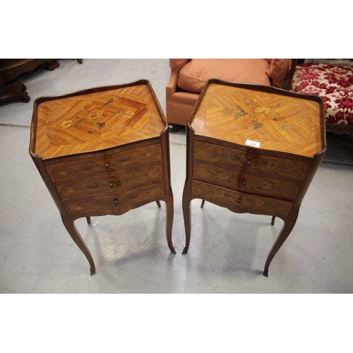 274 - Pair of French Louis XV style nightstands, each approx 74cm H x 39cm W x 31cm D (2)