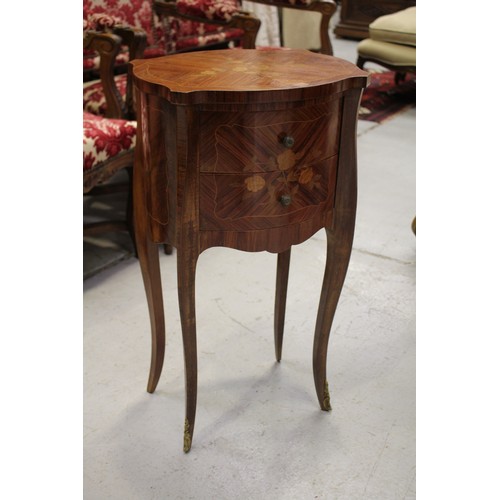516 - French two drawer nightstand, approx 70cm H