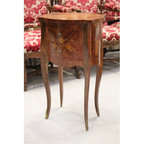 516 - French two drawer nightstand, approx 70cm H