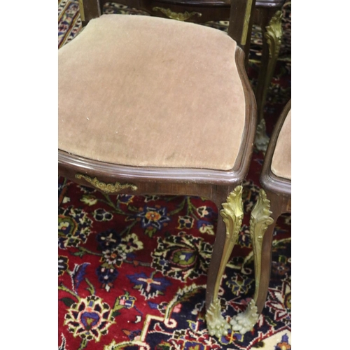 525 - Set of six brass mounted caned set and back dining chairs (6)