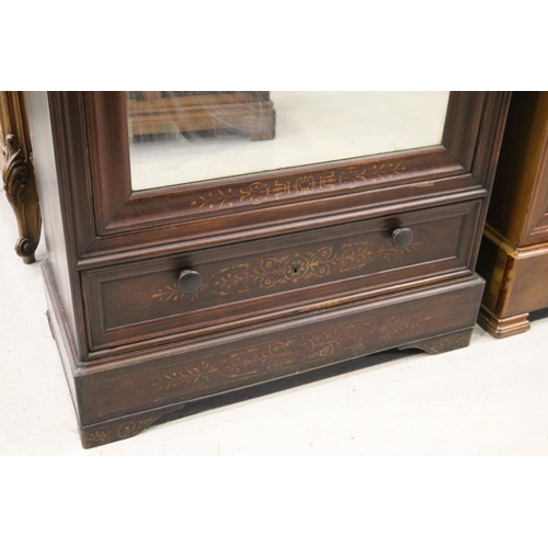 512 - Antique French Louis Philippe single door armoire with inlaid decoration, approx 206cm H x 102cm W x... 