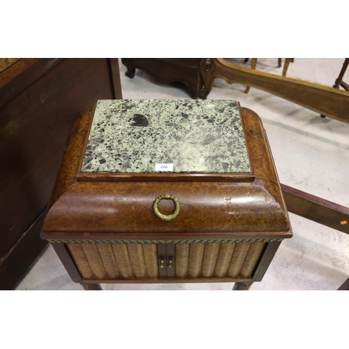 256 - French marble topped nightstand, approx 80cm H x 57cm W x 35cm D