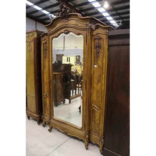 364 - French Louis XV style single door armoire, approx 266cm H x 164cm W x 54cm D