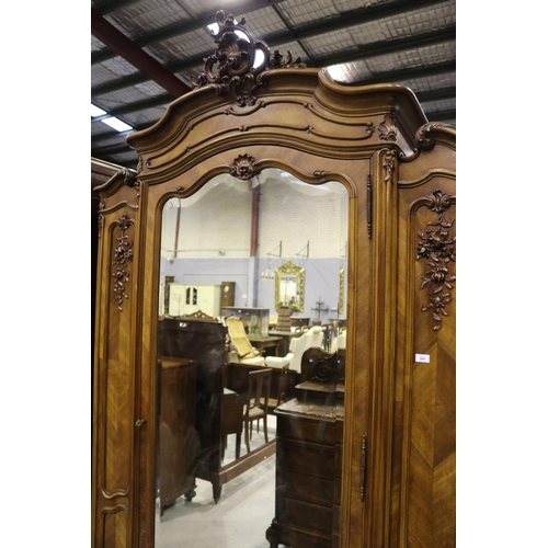 364 - French Louis XV style single door armoire, approx 266cm H x 164cm W x 54cm D