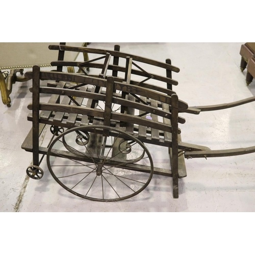 374 - Antique French dog cart, fitted with large spoke wheels, approx 78cm H x 135cm L x 44cm D