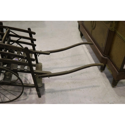 374 - Antique French dog cart, fitted with large spoke wheels, approx 78cm H x 135cm L x 44cm D