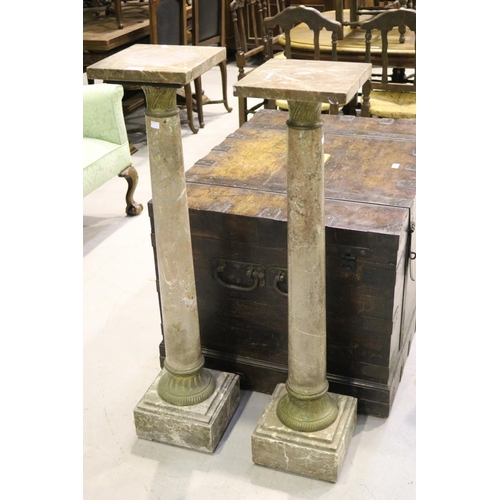 514 - Pair of similar antique French marble stands, approx 113cm H and shorter (2)