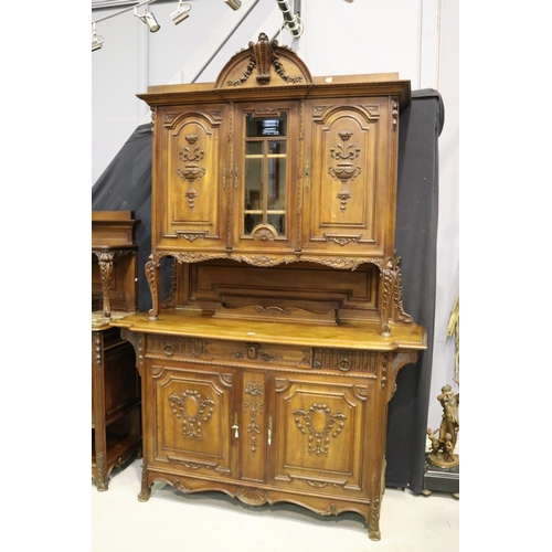 184 - Antique French Louis XV style two height buffet, glazed central display section to the top, approx 2... 
