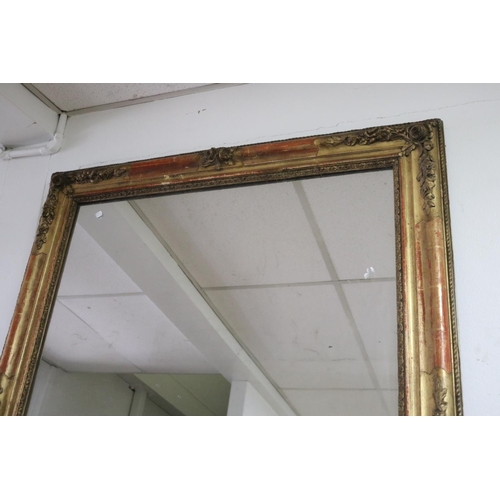 307 - Antique French gilt gesso framed mirror, approx 140cm x 102cm