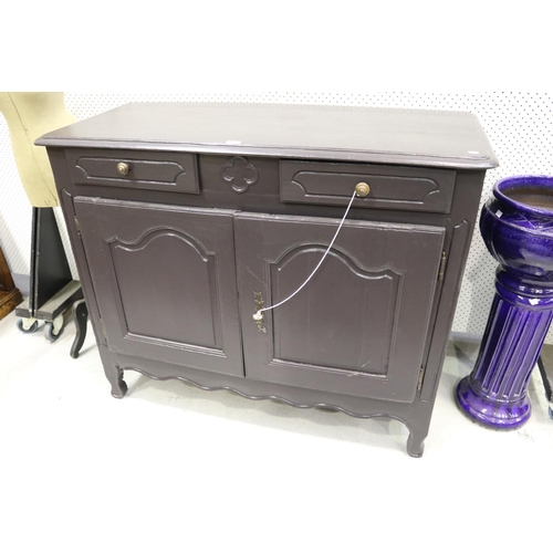 463 - Antique French dark grey painted provincial buffet, approx 106cm H x 131cm W x 56cm D