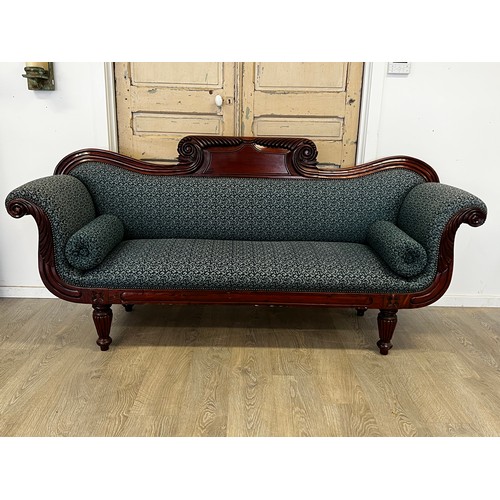 1045 - Antique style William IV double ended settee, upholstered, approx 102cm H x 220cm W x 63cm D