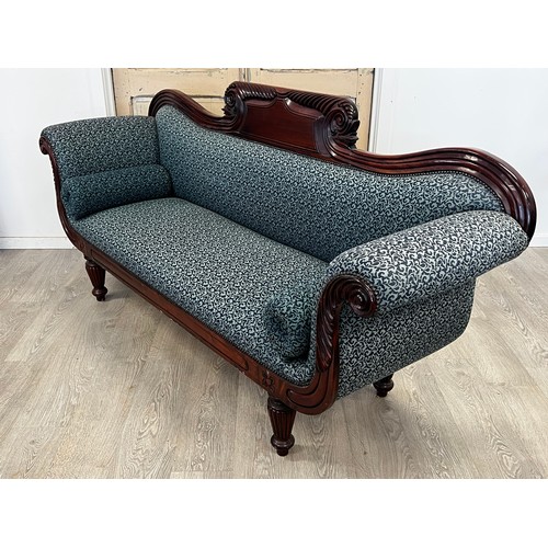 1045 - Antique style William IV double ended settee, upholstered, approx 102cm H x 220cm W x 63cm D