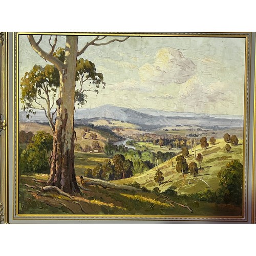1083 - Sir Erik Langker (1898-1982) Australia, Rural vista, oil on canvas, signed lower right, approx 60 cm... 