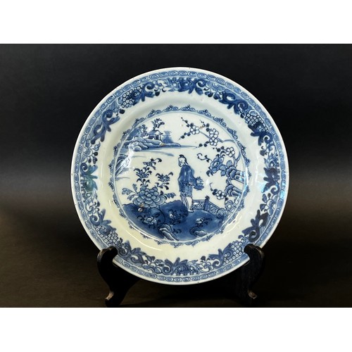 1096 - Antique 18th century Chinese blue & white plate, approx 23cm Dia