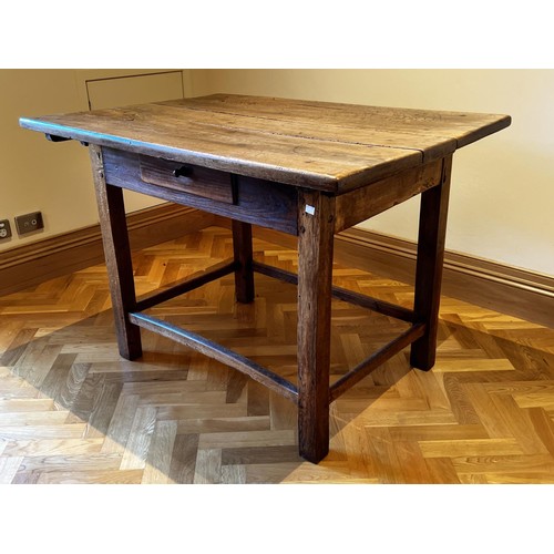 1140 - Antique rustic single drawer desk/table, approx 79cm H x 110cm W x 78cm D