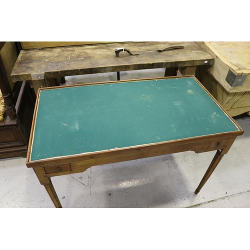 174 - Antique French flip top games table, with inlaid backgammon playing surface, approx 71cm H x 107cm W... 
