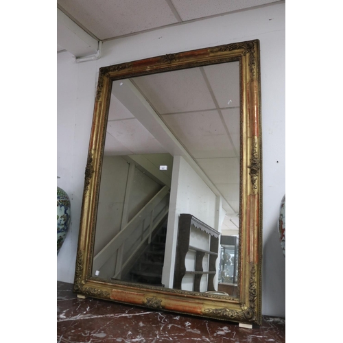 307 - Antique French gilt gesso framed mirror, approx 140cm x 102cm