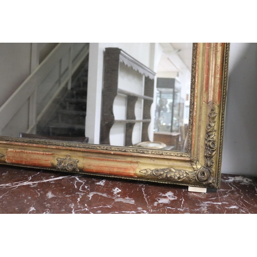 307 - Antique French gilt gesso framed mirror, approx 140cm x 102cm