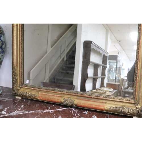 307 - Antique French gilt gesso framed mirror, approx 140cm x 102cm