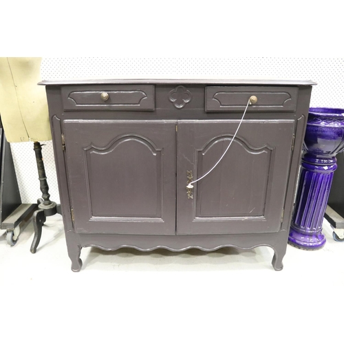 463 - Antique French dark grey painted provincial buffet, approx 106cm H x 131cm W x 56cm D