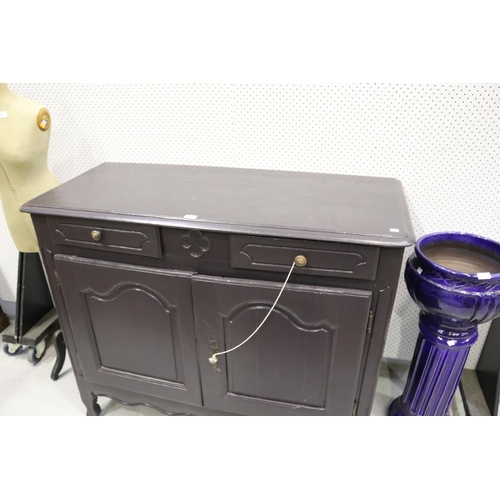 463 - Antique French dark grey painted provincial buffet, approx 106cm H x 131cm W x 56cm D