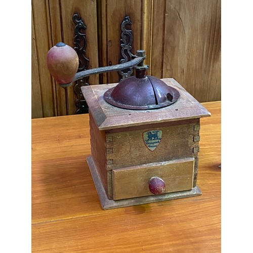 1030 - Antique French Peugeot coffee grinder, approx 21cm H