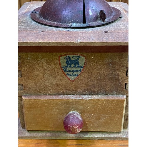 1030 - Antique French Peugeot coffee grinder, approx 21cm H