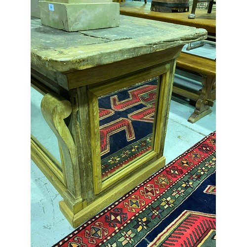165 - French slab top shop counter, with later mirrored panelled to the sides and front, single drawer & s... 
