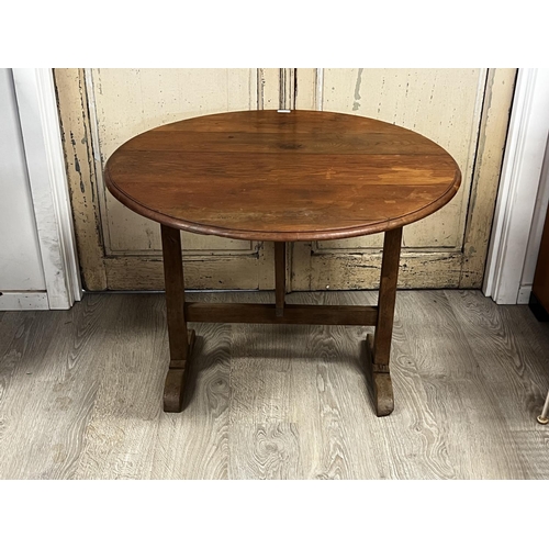 1062 - Antique French wine table, approx 67cm H x 92cm Dia