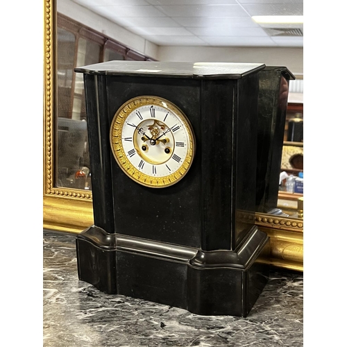 1092 - Antique French Napoleon III clock, approx 38cm H x 28.5cm x 6.5cm D