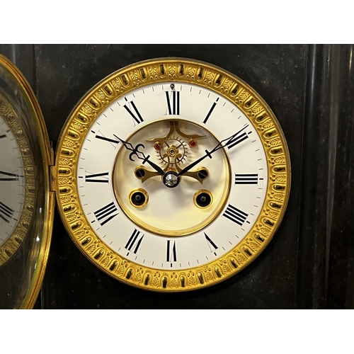 1092 - Antique French Napoleon III clock, approx 38cm H x 28.5cm x 6.5cm D
