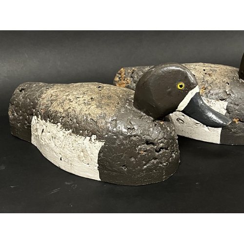 1093 - Two old Vintage French decoy ducks, hand painted finish, each approx 15.5cm H x 35cm W (2)