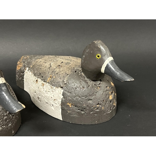 1093 - Two old Vintage French decoy ducks, hand painted finish, each approx 15.5cm H x 35cm W (2)