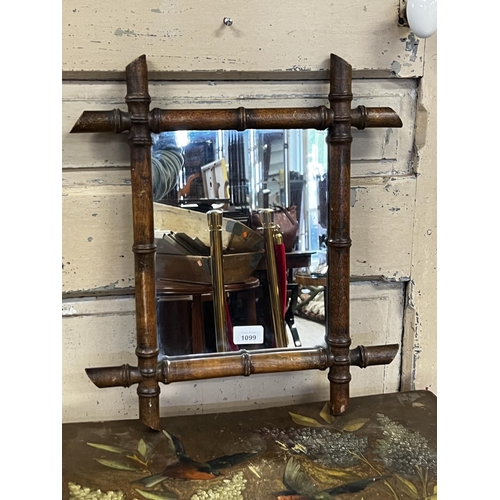 1099 - Antique French faux bamboo mirror, approx 47cm H x 47cm W