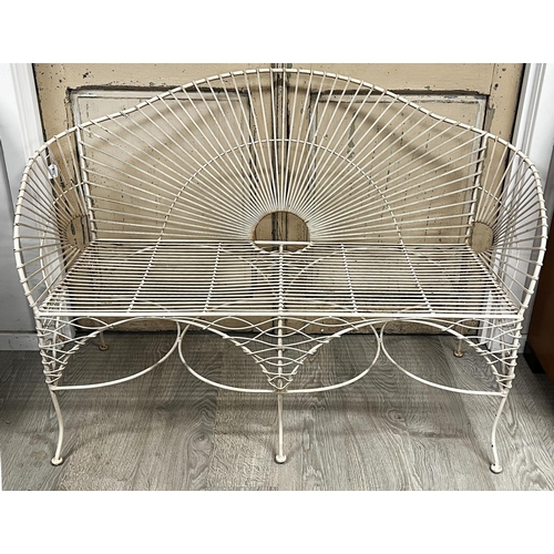 1118 - Domo French design wire work garden bench, approx 34cm H x 138cm W x 48cm D