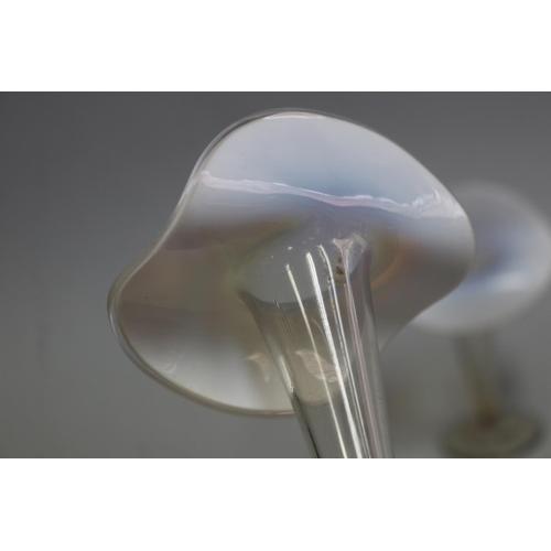 1302 - Pair of antique opalescent Jack in the pulpit vases, purchased Lauder and Howard, 1993, each approx ... 