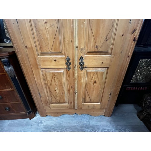 1145 - Antique European pine two door armoire. Ex  Braesyde Bowral, approx 179cm H x 150cm W x 73cm D