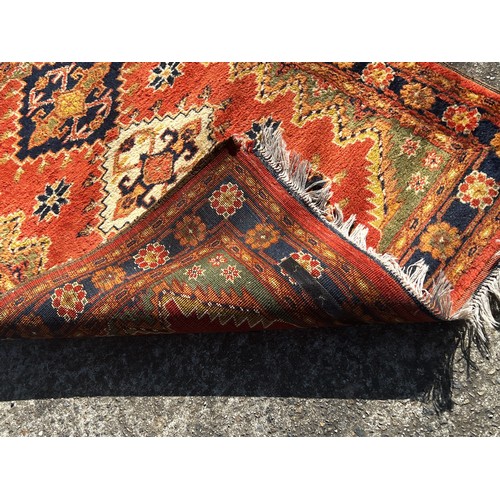 1123 - Small vintage hand knotted wool carpet, autumn tones, approx 123cm x 100cm