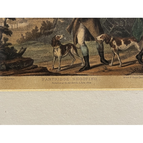 1334 - Two English antique hand coloured engravings Shooting scenes, dated 1800 (2)