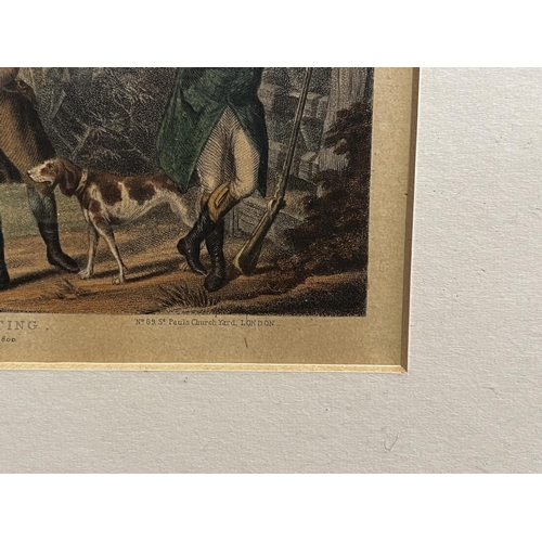 1334 - Two English antique hand coloured engravings Shooting scenes, dated 1800 (2)