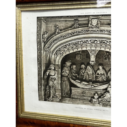 1342 - 19th Century frame birds eye maple, and engraving, approx 38cm H x 28cm W